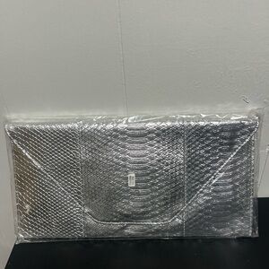Silver Snakeskin Clutch